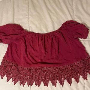 Fuchsia Lace Crop Top